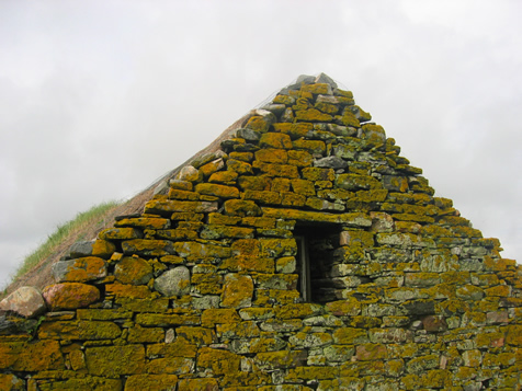Old house covered in lichen and moss