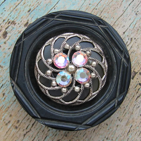 Milomade Button Flower Brooch - Spiral Bling - Eco Chic