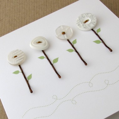 Button Hairclip Notecards - Mixed Vintage