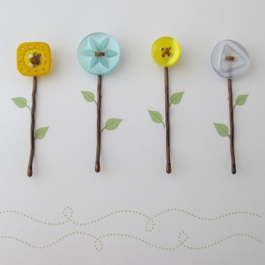 Button Hairclip Notecards - Mixed Vintage