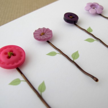 Button Hairclip Notecards - Mixed Vintage