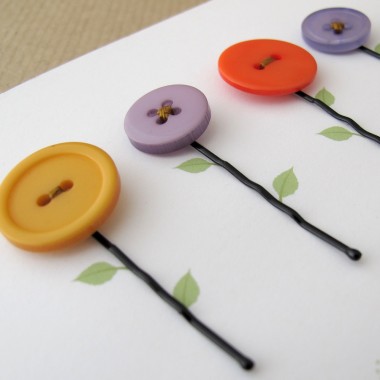 Button Hairclip Notecards - Mixed Vintage