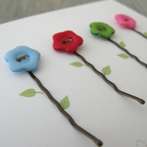 Button Hairclip Notecards - Flowers