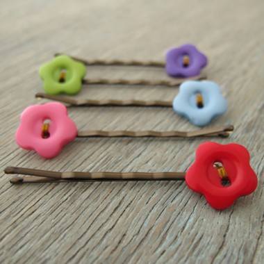 Button Hairclip Notecards - Flowers