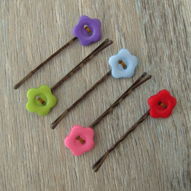 Button Hairclip Notecards - Flowers