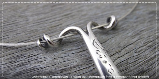 Commission - Spoon transformed into a pendant and brooch