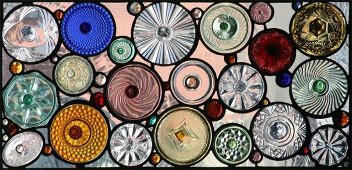 Stained Glass Panel made from recycled bottles