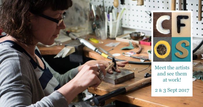 Evie Milo at the bench making lovely jewellery from recycled antique silverware